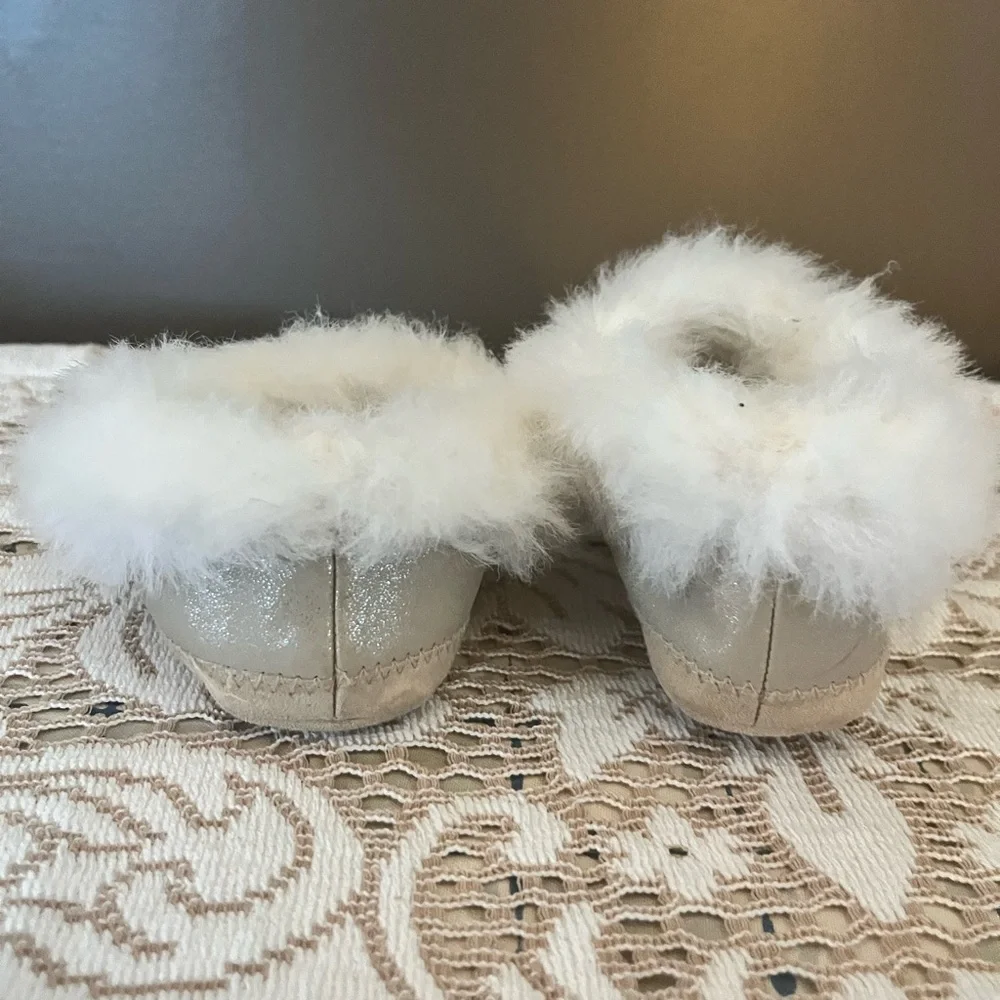 Janie and Jack Faux Fur Slippers with Fur Trim